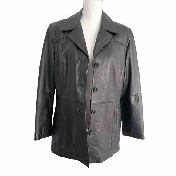 Wilsons Leather Jackets & Blazers - 🔥Wilsons Leather, Black, gorgeous ruby lining,  Button-Front Jacket